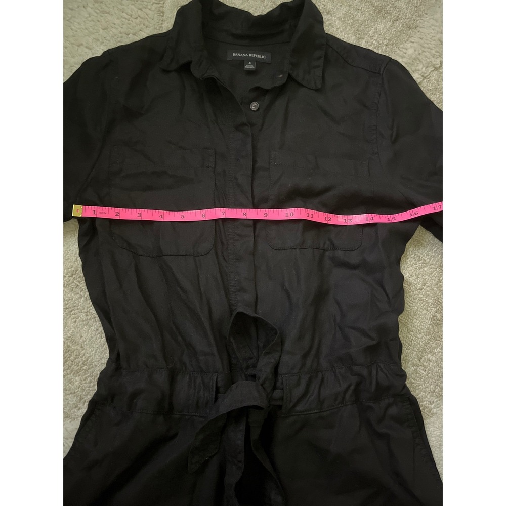 Banana Republic Women Black Utility Romper Long Sleeve Drawstring Waist Size 4 - Picture 4 of 8